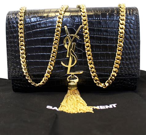 ysl small black clutch|YSL crocodile clutch.